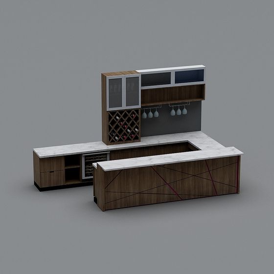 Stylish Low-Poly Bar Counter 3D model