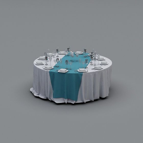 Elegant Round Banquet Table 3D model