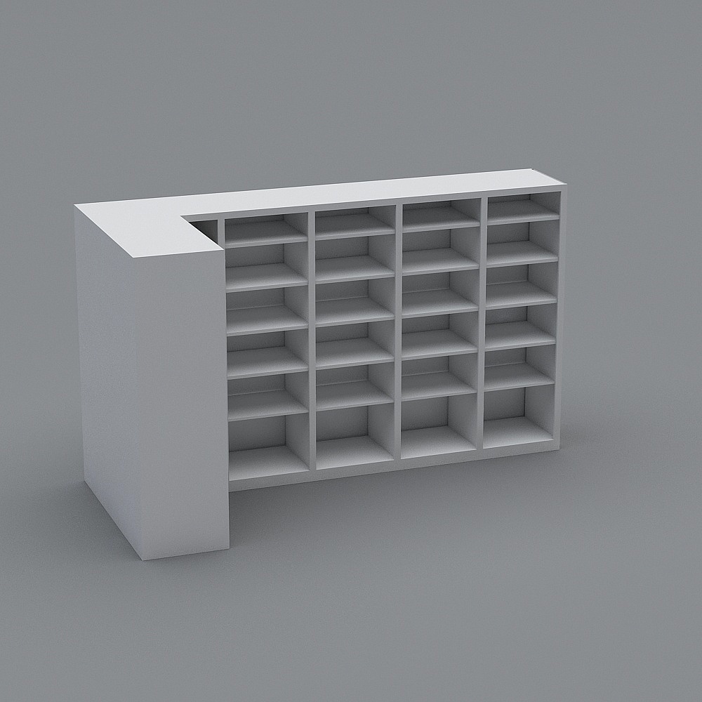 Low-Poly L-Shaped Bookshelf 3D model