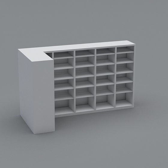 Low-Poly L-Shaped Bookshelf 3D model