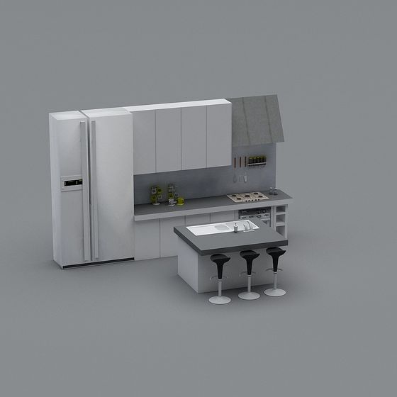 Modern Polygons Style Kitchen 3D model