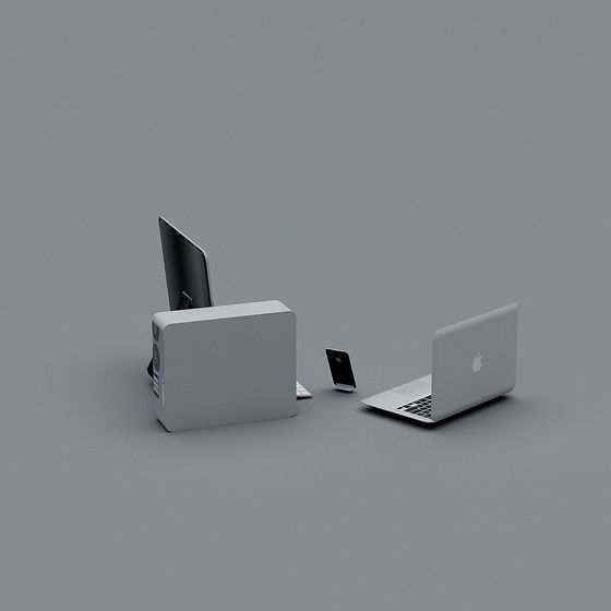 Tech Trio 3D model - Modern Office Essentials