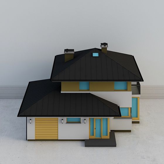 Stylish Low-Poly Modern House 3D model