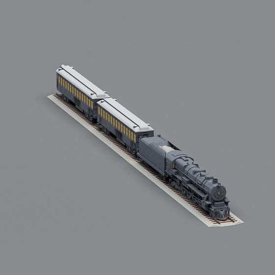 Vintage Steam Train 3D model with Retro Aesthetic