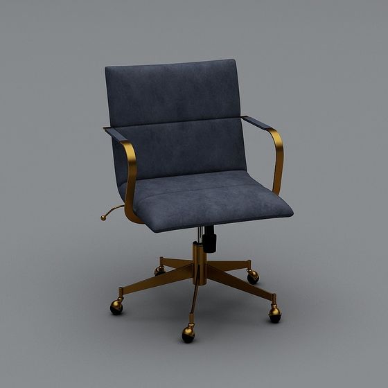 Chic Blue Velvet Office Chair 3D model for Modern Spaces