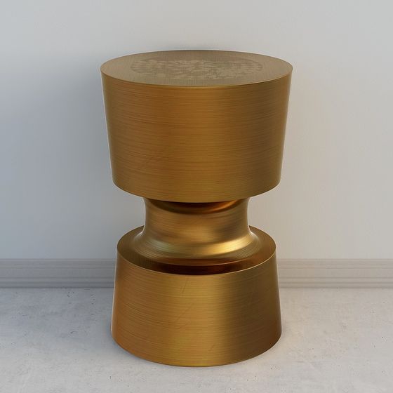 Golden Elegance Round Stool 3D model