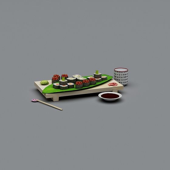 Realistic Low-Poly Sushi Platter 3D model