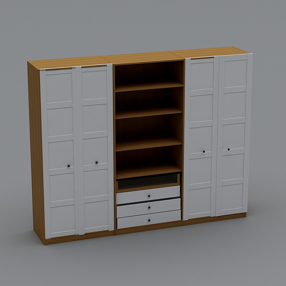 Sleek Low-Polygon Storage Cabinet 3D model