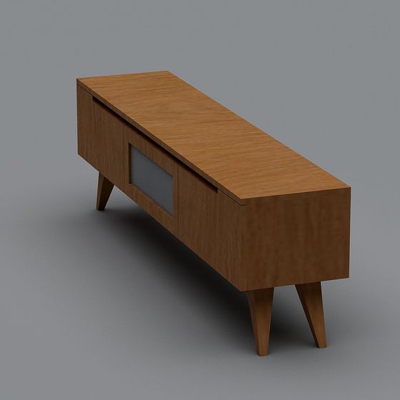 Stylish Mid-Century TV Cabinet 3D model for Modern Interiors