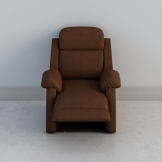 Stylish Brown Leather Lounge Chair 3D model for Modern Interiors