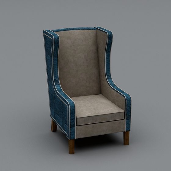 Stylish Wing Chair 3D model for Creative Spaces