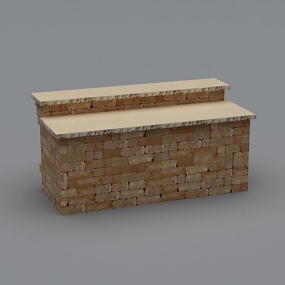 Vintage Brick Bench 3D model