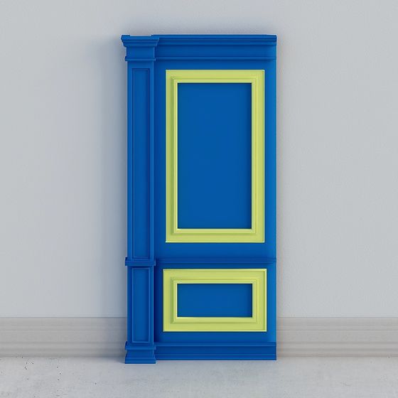 Vintage Blue and Yellow Cabinet Door 3D model