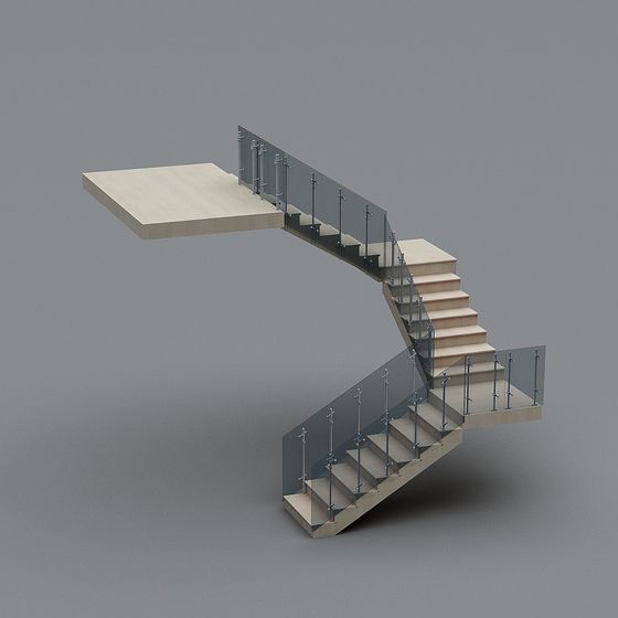 Elegant Low-Poly Modern Staircase 3D model
