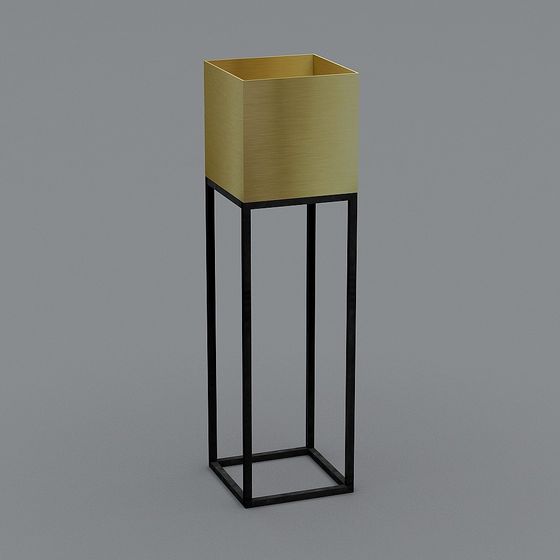 Golden Cube Planter 3D model
