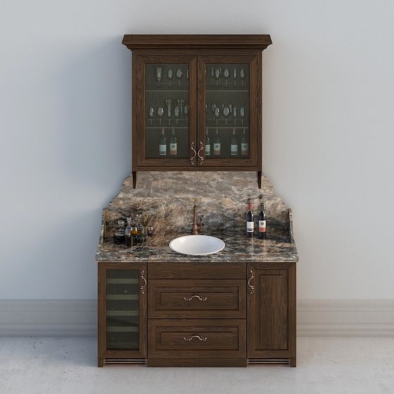 Vintage Bar Cabinet 3D model for Unique Interiors