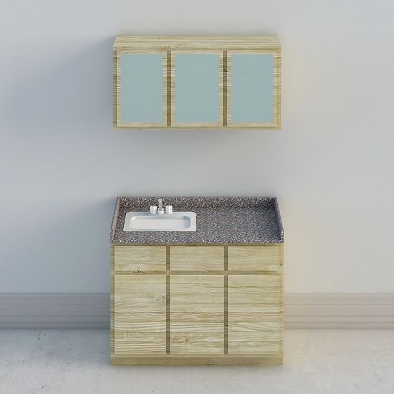 Modern Minimalist Bathroom Cabinet 3D model