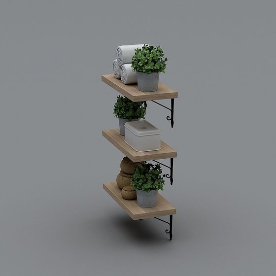 Minimalist Wooden Shelving Unit 3D model