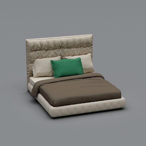 Elegant 3D Bed Model for Modern Interiors