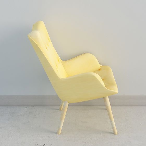 Soft Yellow Lounge Chair 3D model