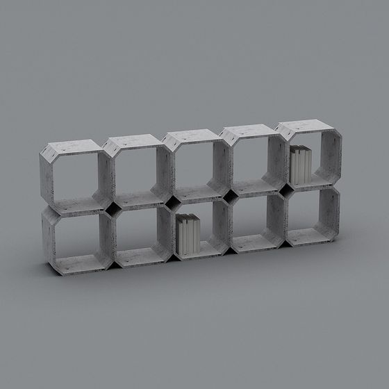 Geometric Concrete Bookshelf 3D model