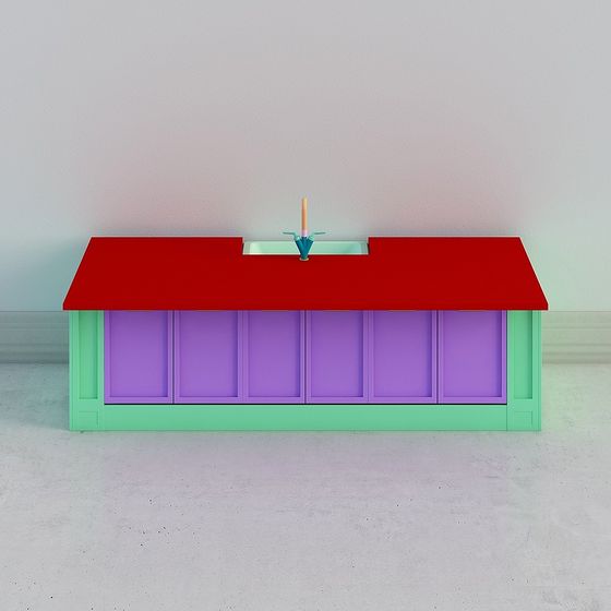 Vibrant Low-Polygon Kitchen Countertop 3D model