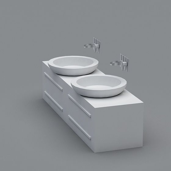Modern Minimalist Double Sink Bathroom Vanity 3D model