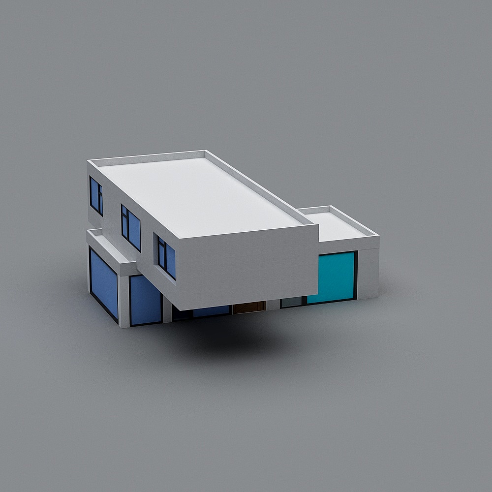 Unique Low-Poly Geometric Building 3D model