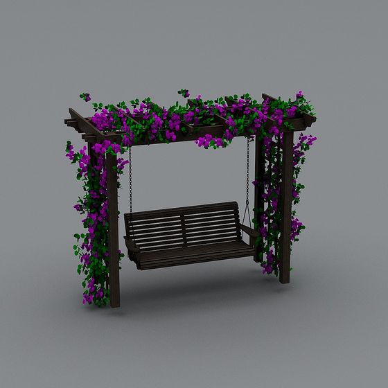 Low Poly Wooden Swing Set 3D model for Peaceful Gardens