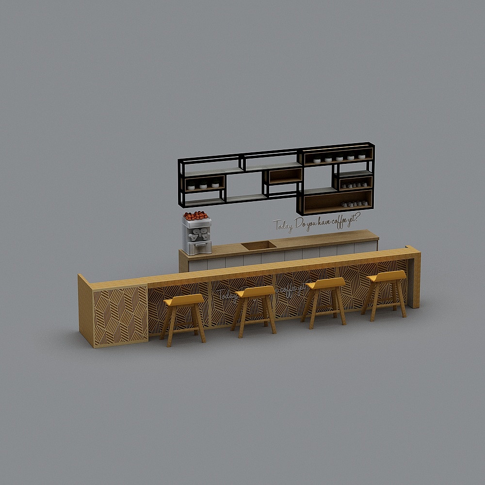 Modern Low-Poly Coffee Bar 3D model