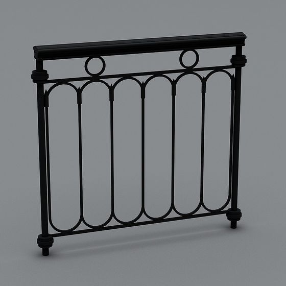 Elegant Low-Poly Iron Railing 3D Model