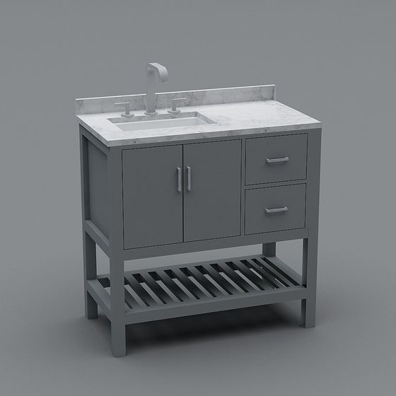 Elegant Bathroom Cabinet 3D model for Modern Spaces