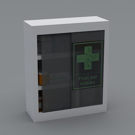 Detailed First Aid Station 3D model for Medical Environments