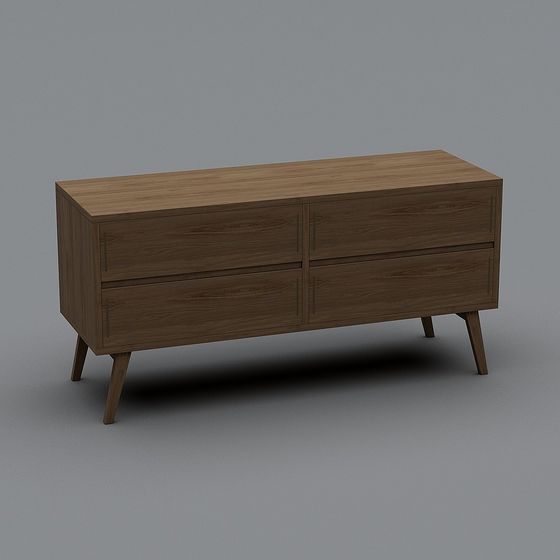 Minimalist Wooden TV Cabinet 3D model