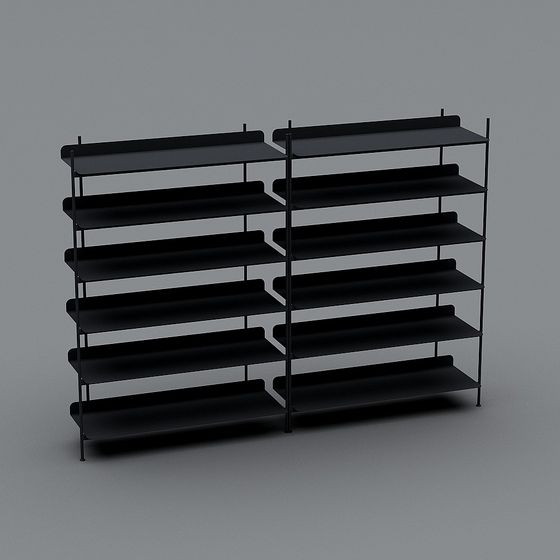 Stylish Low-Poly Metal Bookshelf 3D model