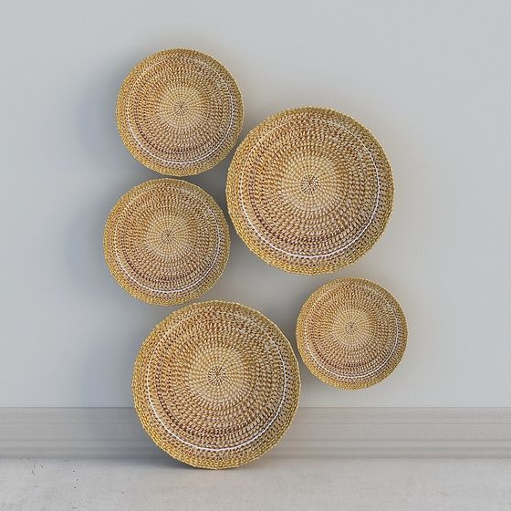 Natural Woven Round Wall Décor 3D model