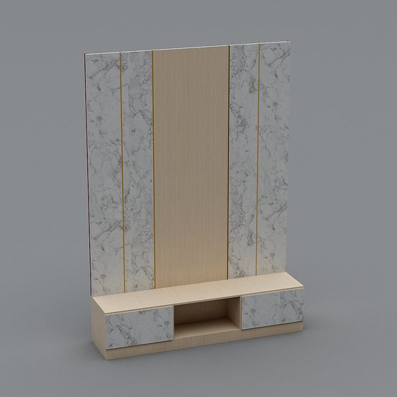 Marble and Wood Textured TV Cabinet 3D Model