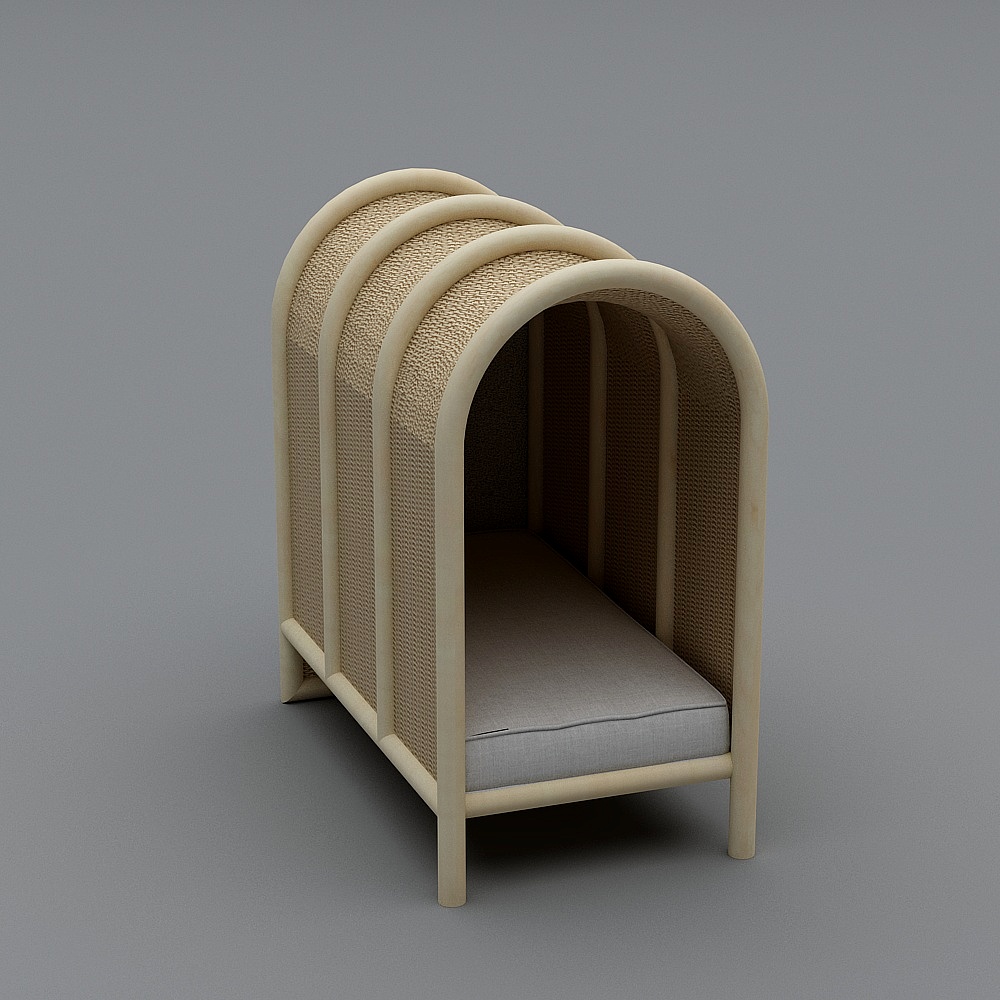 Rattan Arch Bench 3D model