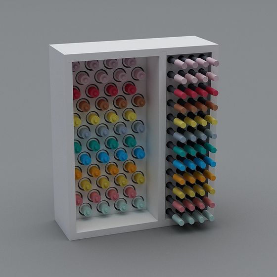 Stylish Low-Poly Wine Cabinet 3D model