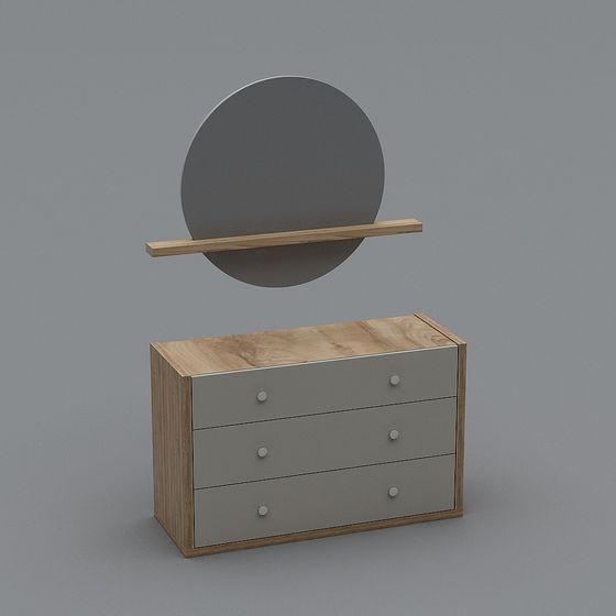 Minimalist Dresser with Mirror 3D model