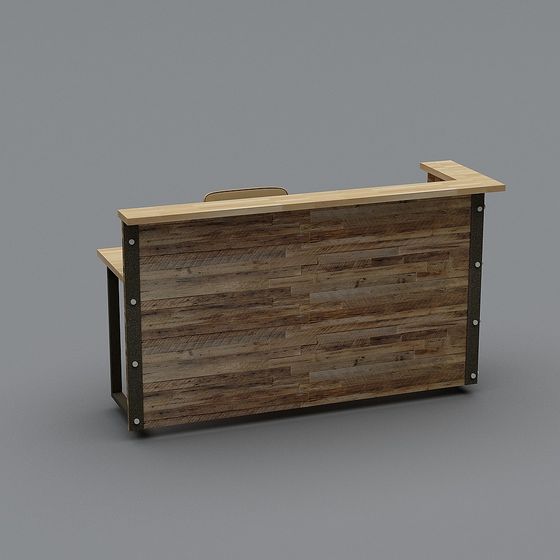 Retro Industrial Reception Desk 3D model for Creative Projects