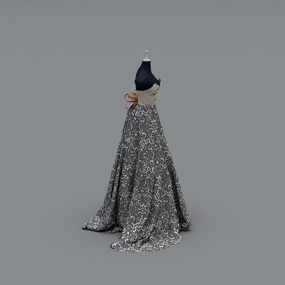 Elegant Vintage Dress 3D model