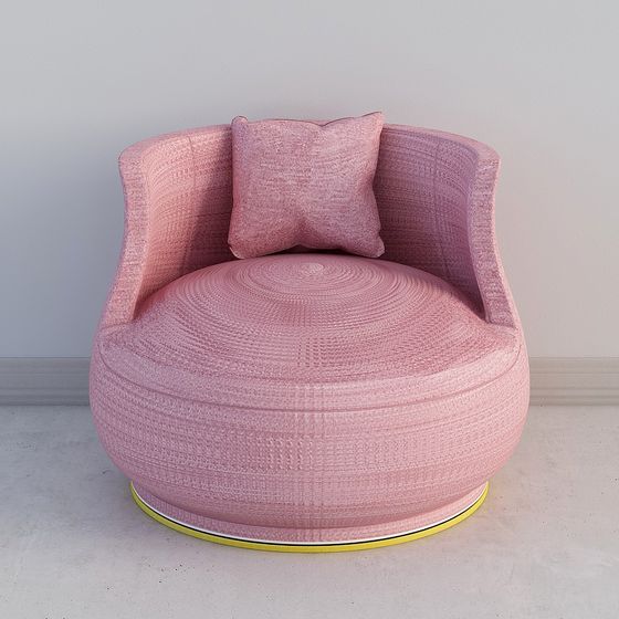 Chic Pink Round Chair 3D model for Modern Interiors
