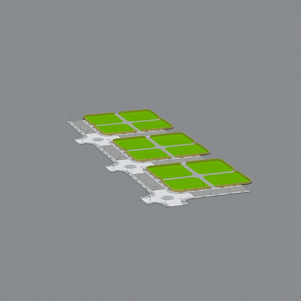 Vibrant Low-Poly Urban Green Park 3D model