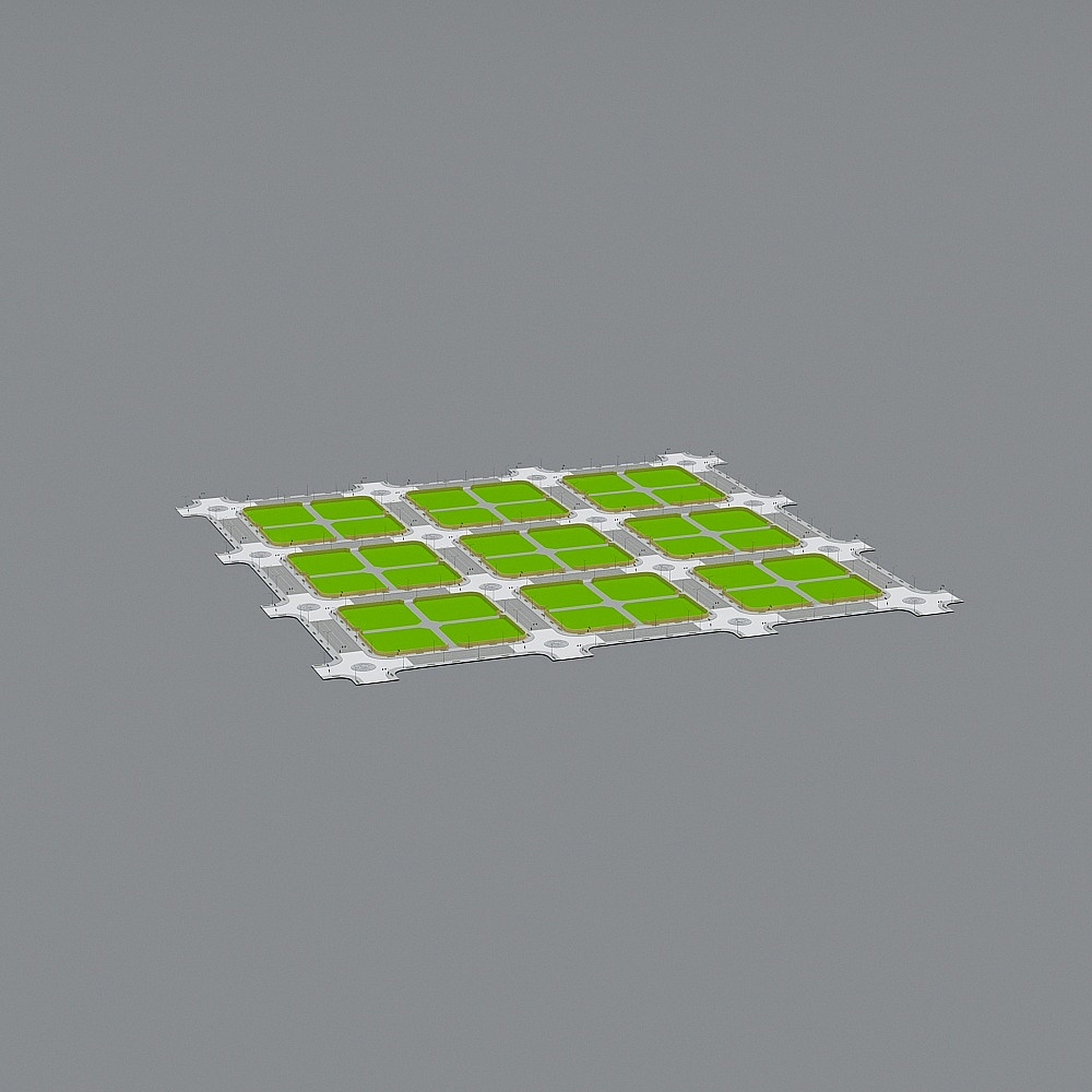 Futuristic Tech Park 3D model in Low-Poly Style