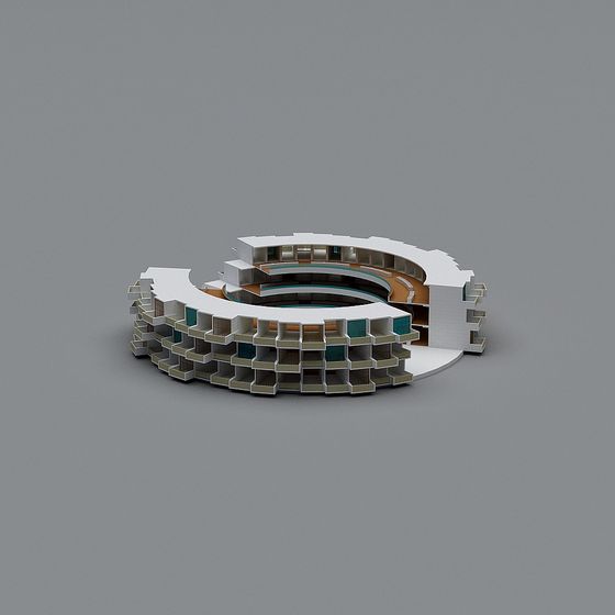 Futuristic Low-Poly Circular Apartment 3D model