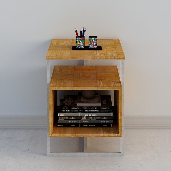 Elegant Wooden Bookshelf 3D model for Creative Spaces