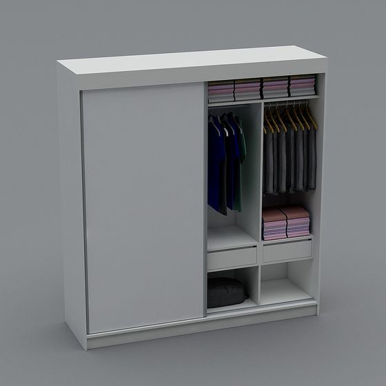 Elegant Minimalist Sliding Door Wardrobe 3D model