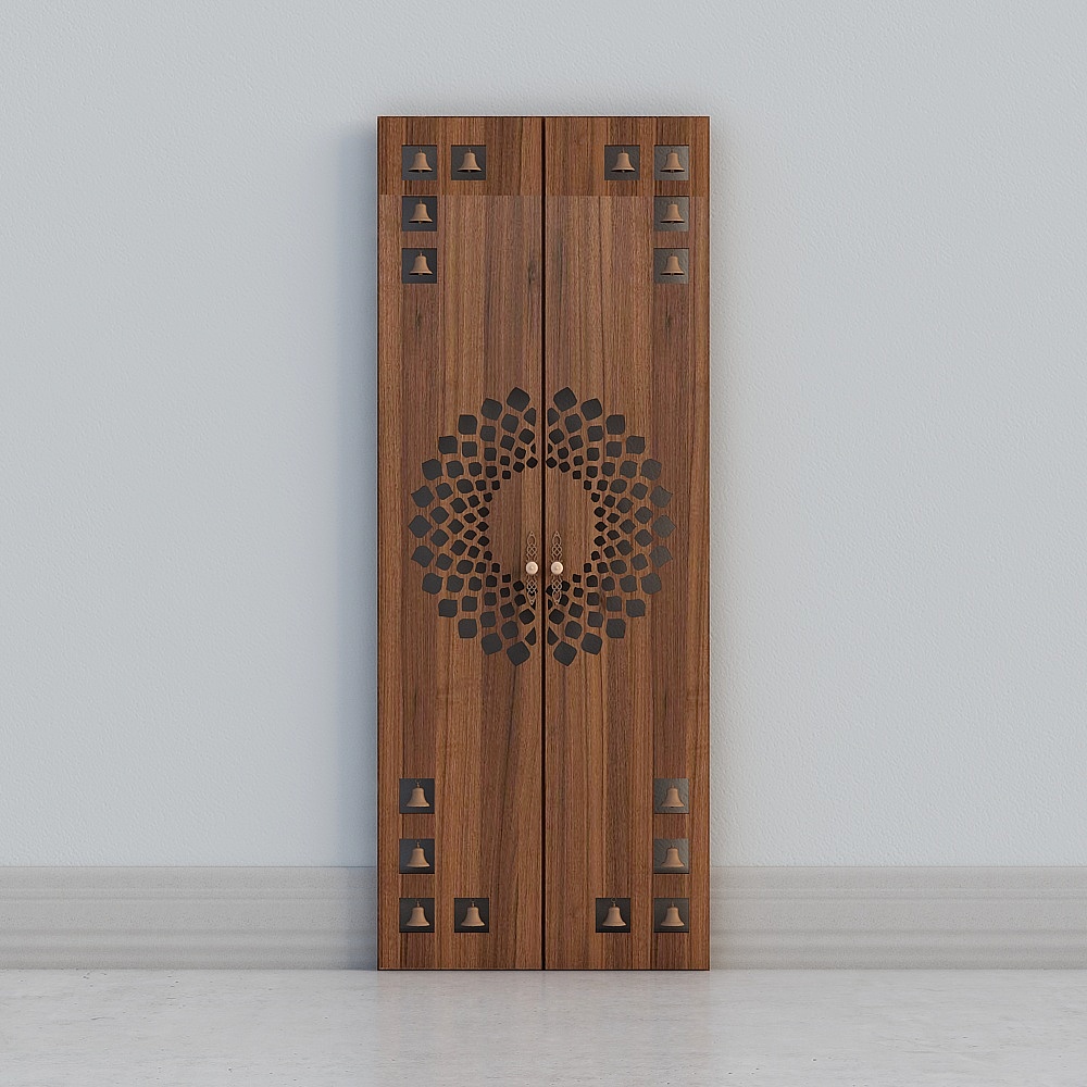 Elegant Wooden Double Door 3D model