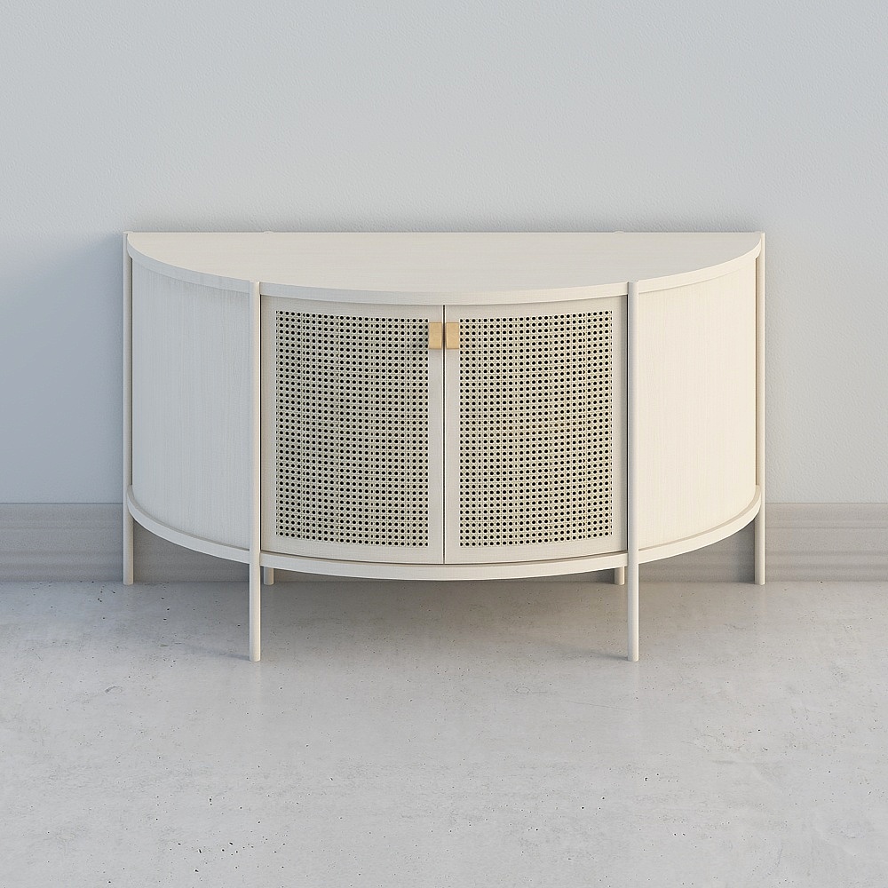 Curved+Cane+Rattan+Console+Table